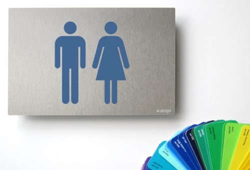 Schild Point Metal mit einer blauen Unterlage